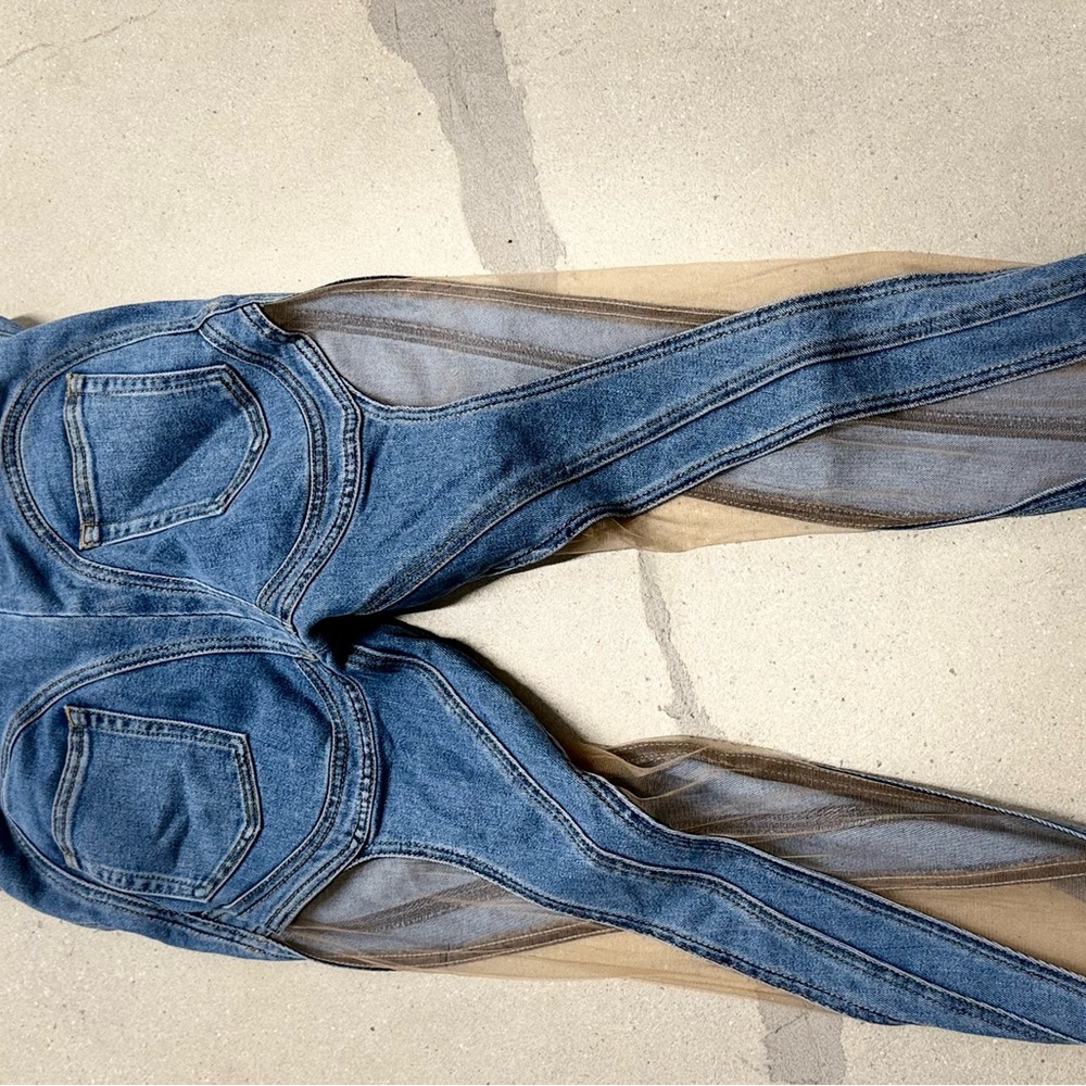 Mugler Blue and Tan Skinny Jeans